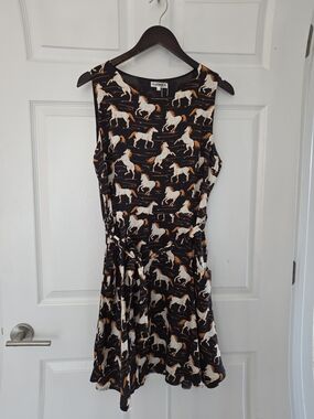 L. A. Soul Black Mini Dress with Cream & Tan Horse Print